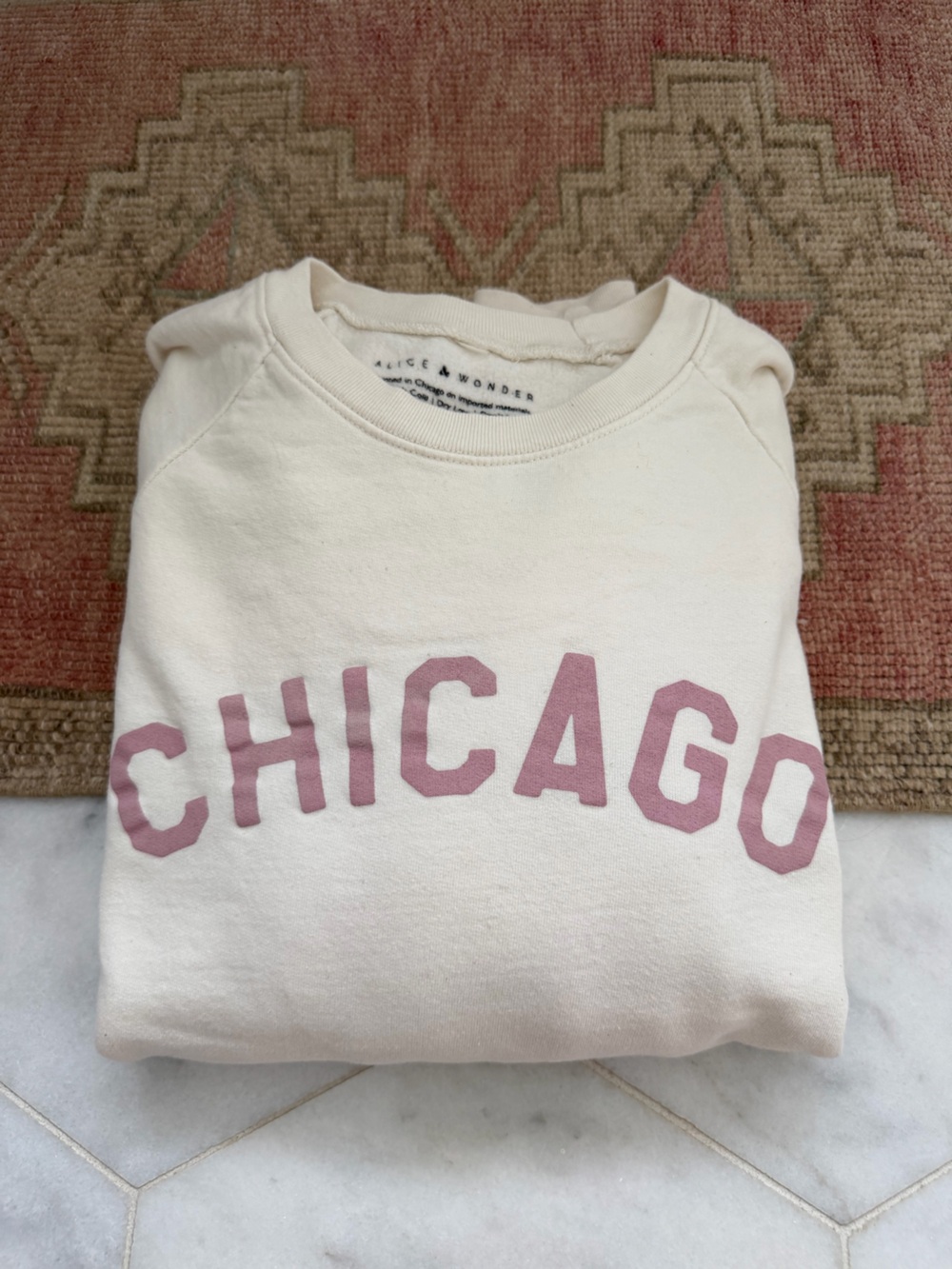 Cream Sweatshirt with Pink Chicago Print